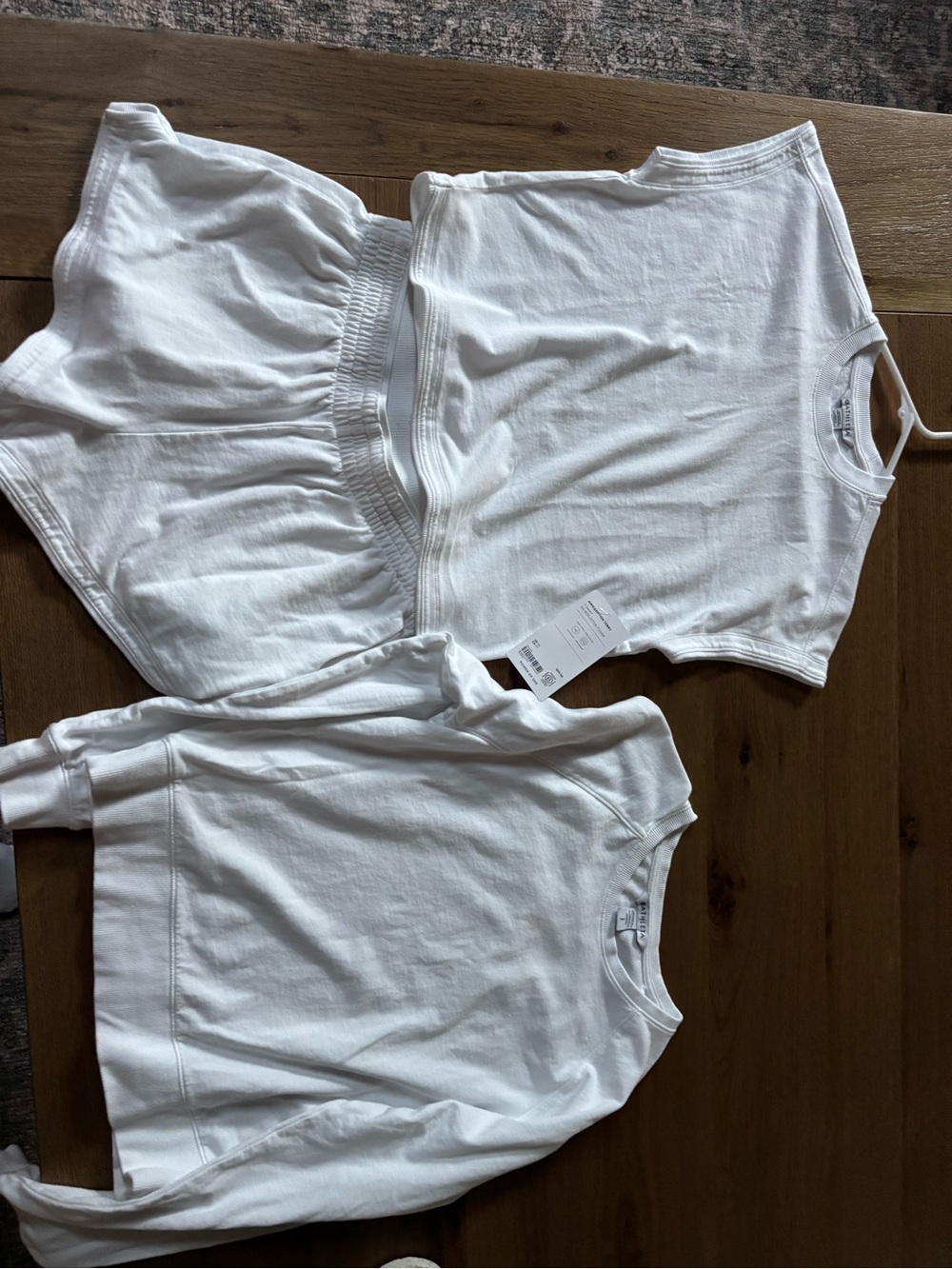 Athleta White Cotton Lounge short sleeve, long sleeve and Shorts Set